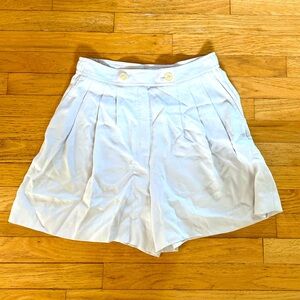 Aritzia Babaton hi rise pleated cream off white shorts linen style